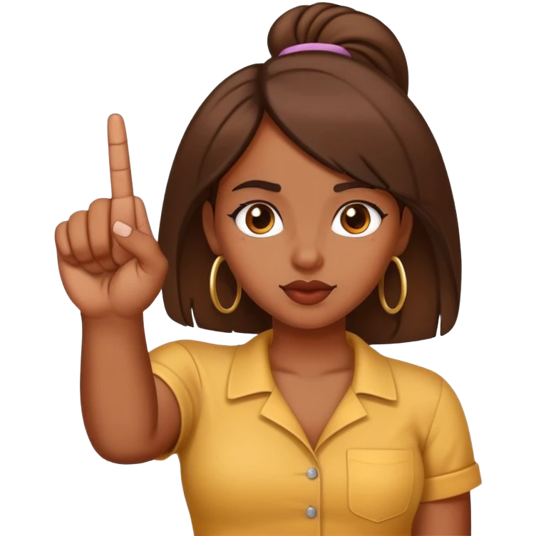 A brown skin girl sticking up her middle finger  emoji