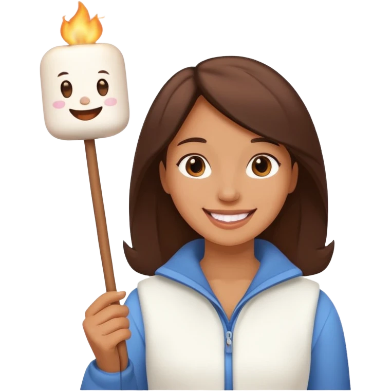 woman holding marshmallow stick emoji
