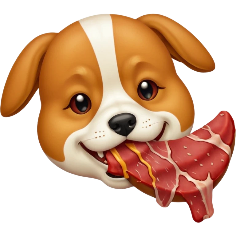 Perro mordiendo carne emoji
