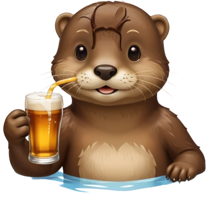 otter in a beer swimming pool sipping beer with a little straw emoji
