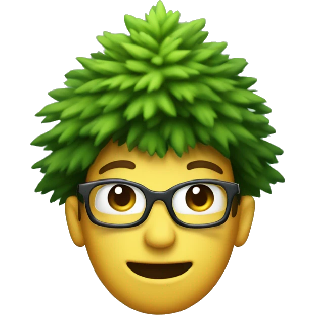 A dorky pine tree with an innocent face emoji