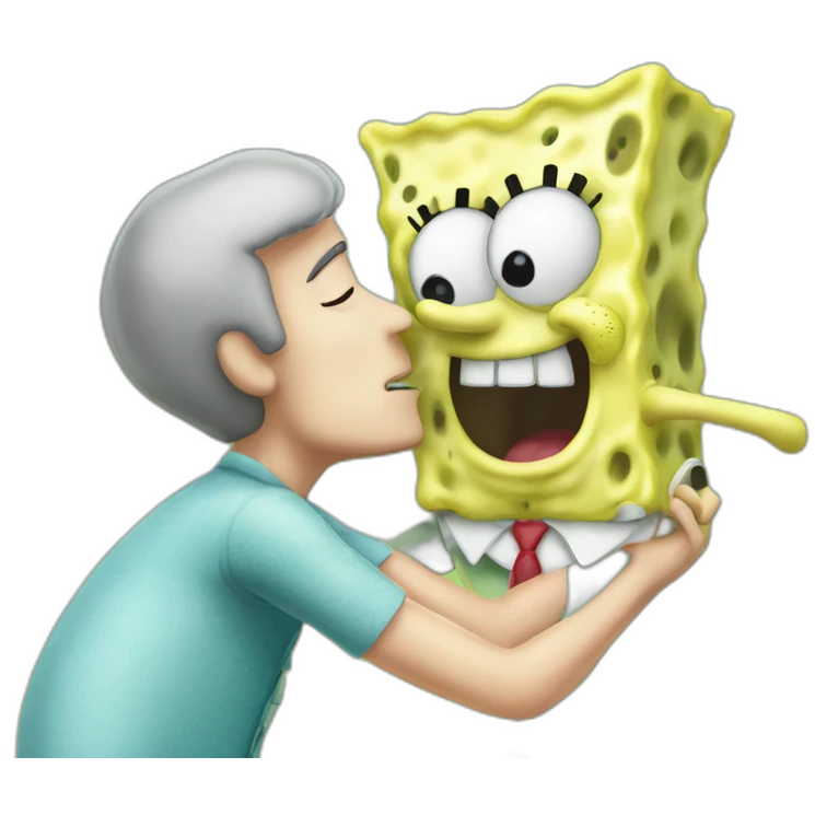 Spongebob kissing Squidward emoji
