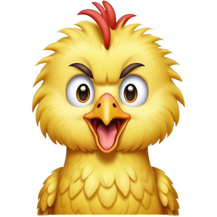 long neck yellow chicken shouting funny expression emoji