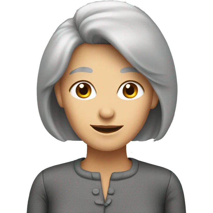 Grey long bob haired lady aged 55 76 kg emoji