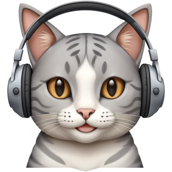 Smiling cat with headphones  emoji