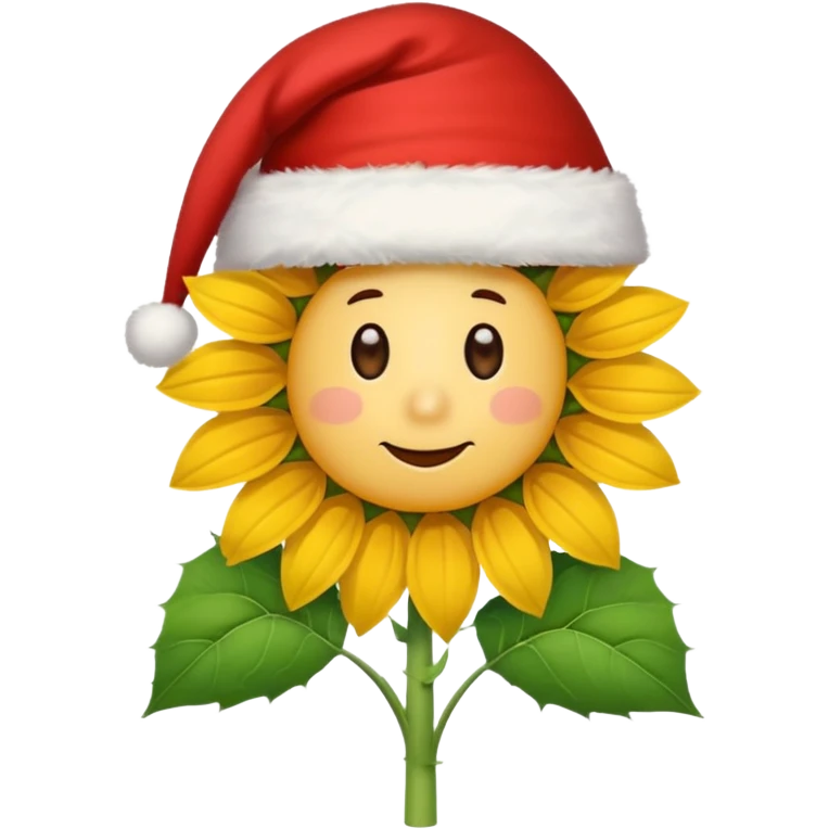 A sunflower wearing a Santa hat emoji