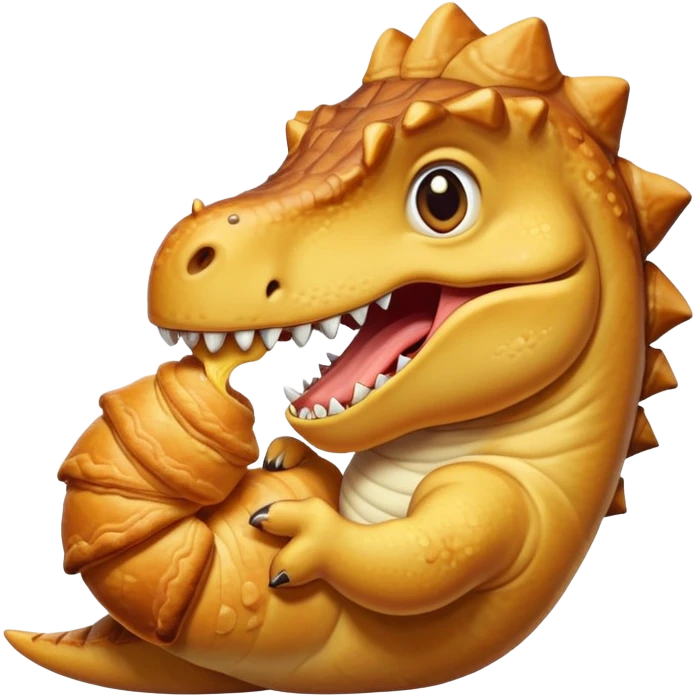 Dinosaur eat croissant  emoji