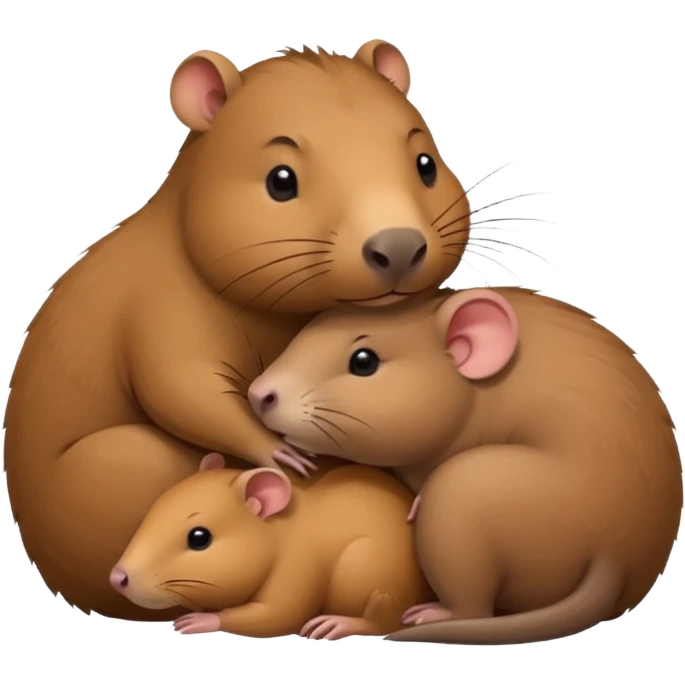 capybara and a mouse cudding with each other emoji