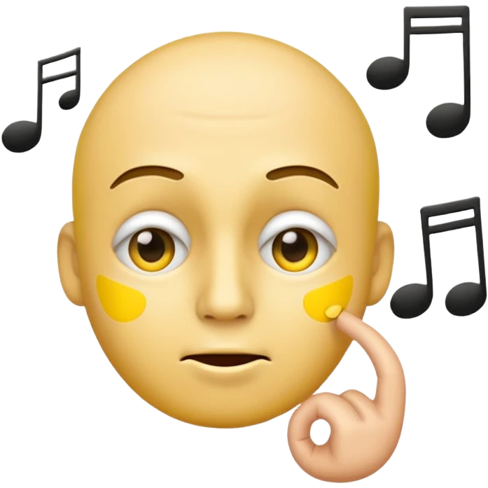 yellow face emoji whistling with music notes coming out its mouth and side-eyeing emoji
