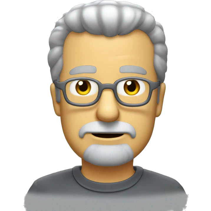 generate image of me with short grey cut hair, without mustache and a shadow of gray beard  in the style of Matt Groening, creator of the Simpsons cartoons emoji