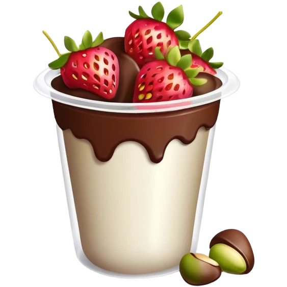 Chocolate covered Strawberries with pistachios in a plastic cup emoji