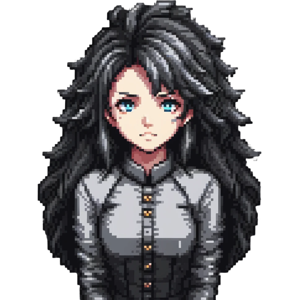 anime character in dramatic pose with detailed hair emoji
