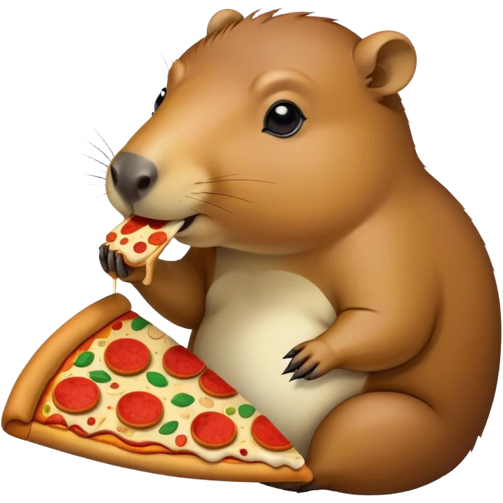 Capybara eating a pizza emoji