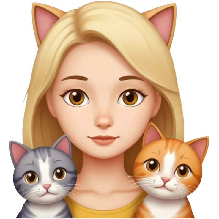 girl with 5 cats emoji