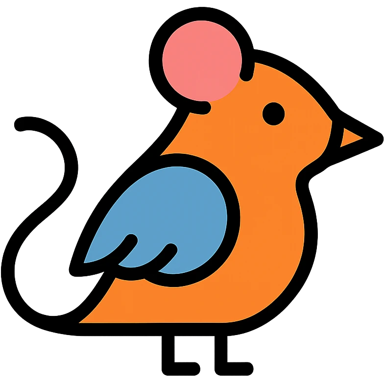 minimal modern icon style hybrid animal combining a rat and a bird, flat colors emoji