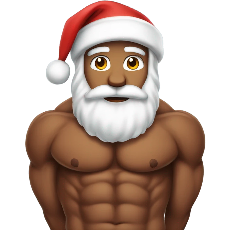 Buff shirtless Santa emoji