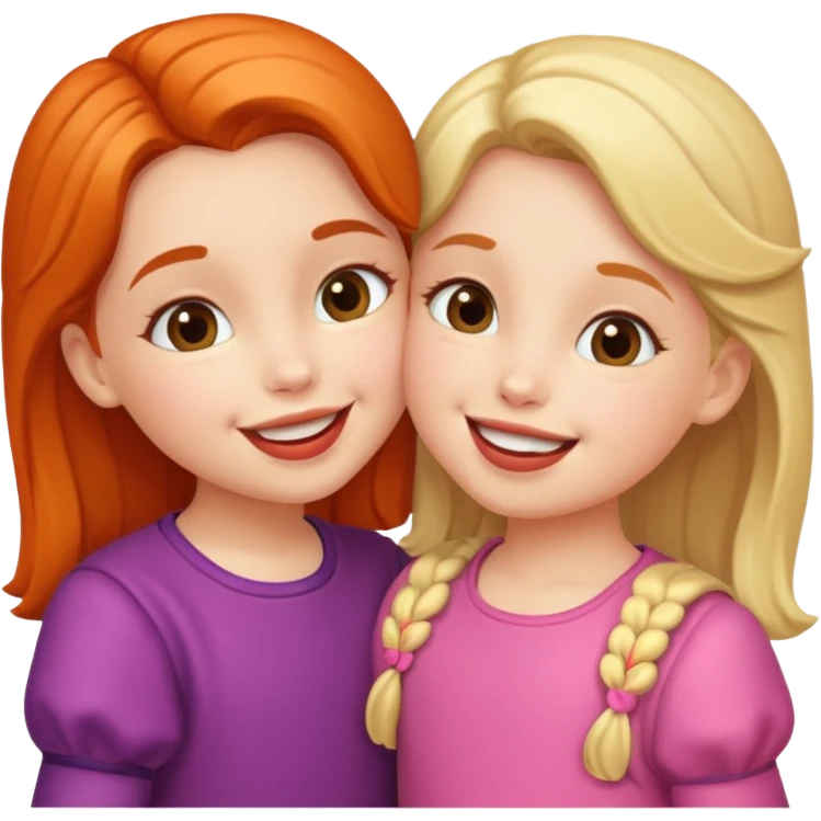 two little gals kissing emoji