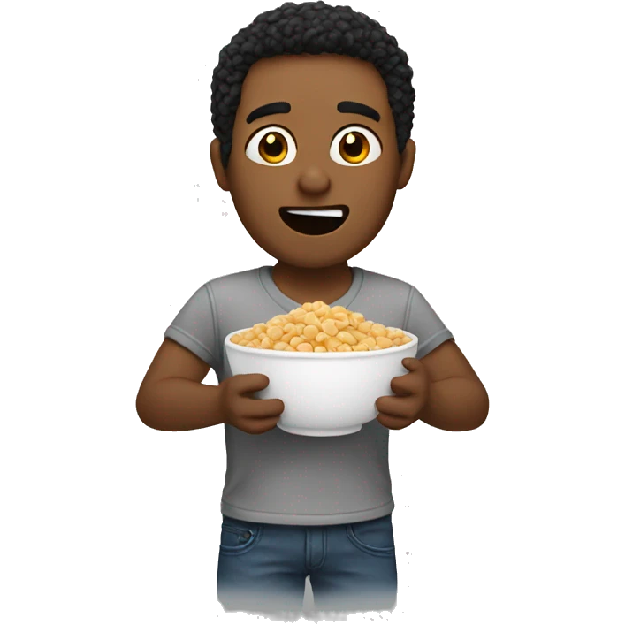 A guy eating cereal emoji