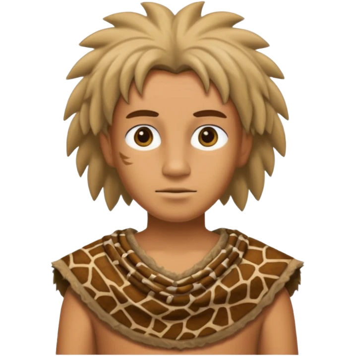 a simson wearing ancient animal skin cloth, half body, icon emoji