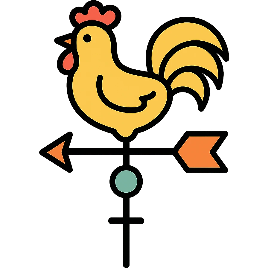 classic weathervane with rooster, colored icon with black outlines emoji
