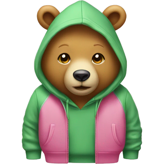 honey bear with hoodie green and pink  emoji