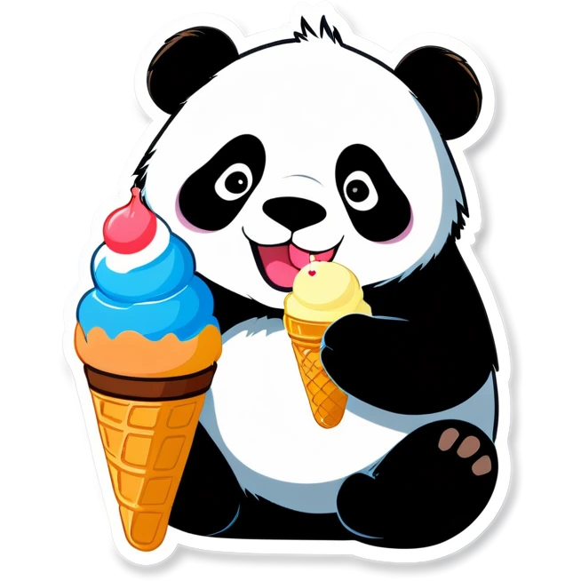 Panda eating ice cream emoji