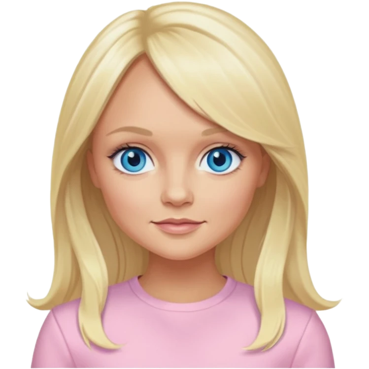 Emma Bunton with blonde long hair, blue eyes, light pink outfit emoji