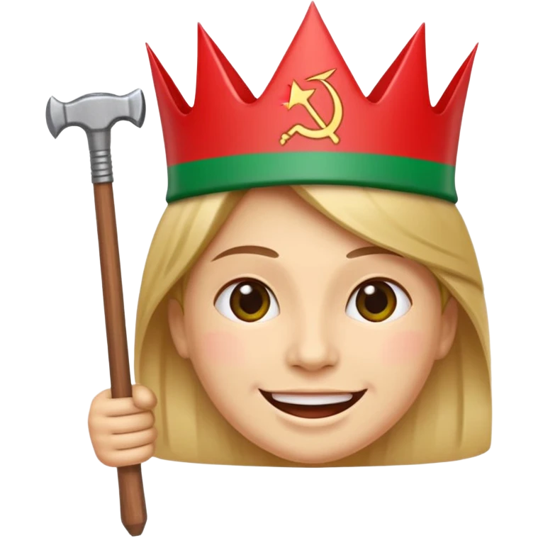A smiling face emoji with the flag of Transnistria, a horizontal tricolor of red, green, and red stripes with a hammer and sickle in the upper left corner, with a crown. emoji