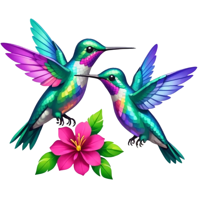 Hummingbirds with flowers emoji