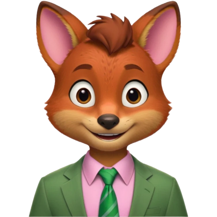 Nick Wilde (pink shirt, green tie, no suit) from the Zootopia Disney movie emoji