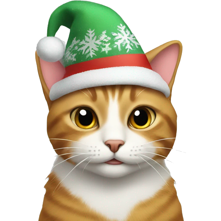 cat wearing a Christmas hat emoji