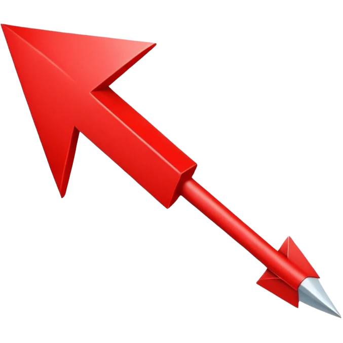 A simple, bold red downward arrow with clean edges, solid fill, and a modern emoji-like style. The arrow points straight down, with a thick shaft and a wide triangular tip. emoji