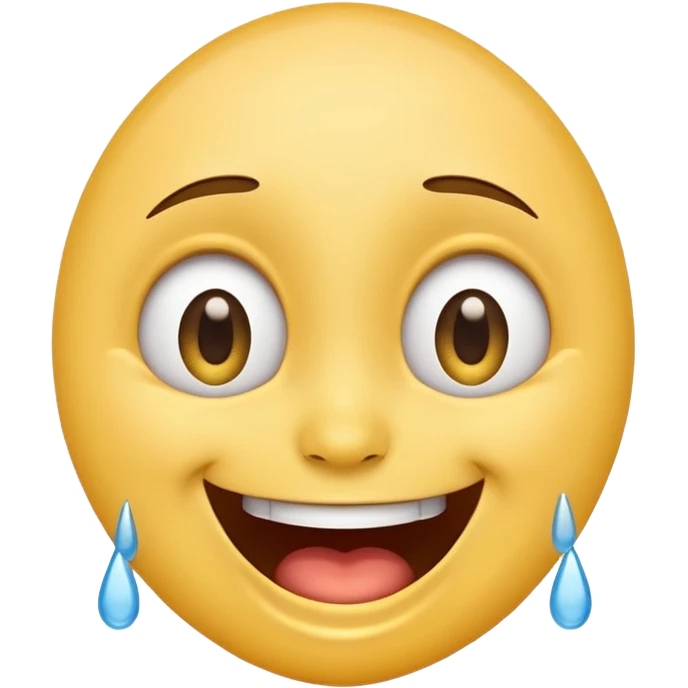 Emoji, laughing face with tears of joy exactly from eyes, wide smile, big eyes emoji