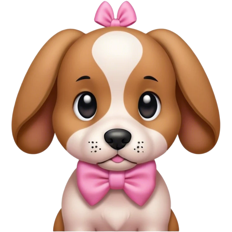 A small Pluto dog facing forward with pink bow on left ear emoji