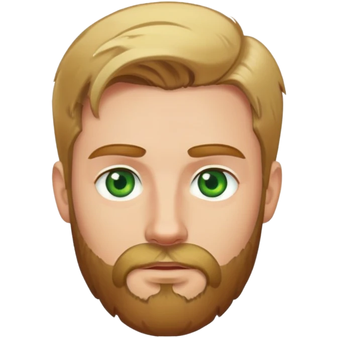 man with blond brown hair, green green eyes, beard emoji