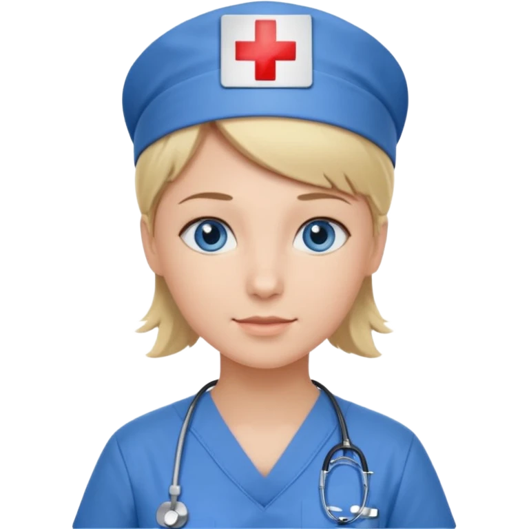 Nurse blue eyes short blond blue scrubs no hat emoji