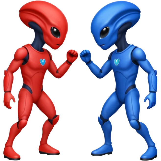
two alien sparring, red uniform and blue unidorm
 emoji