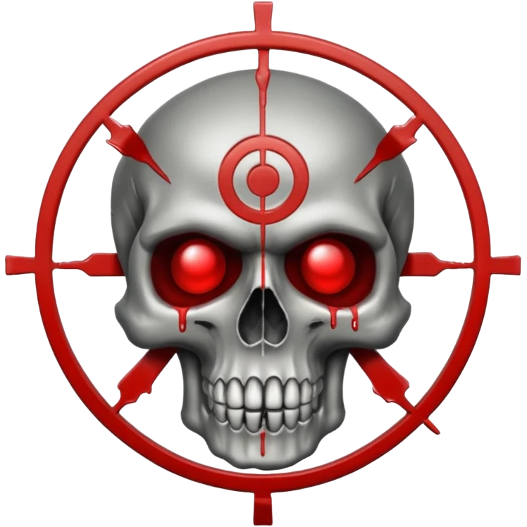 A target sight, nothing else. In the style of your bleeding skull art emoji
