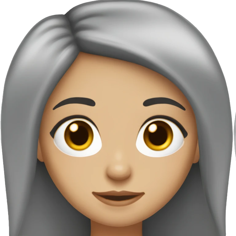 Girl with long dark brown hair, fair skin, big almond shaped hazel eyes and long eyelashes  emoji