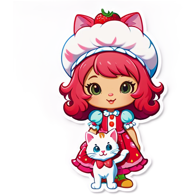 Strawberry shortcake with a cat emoji
