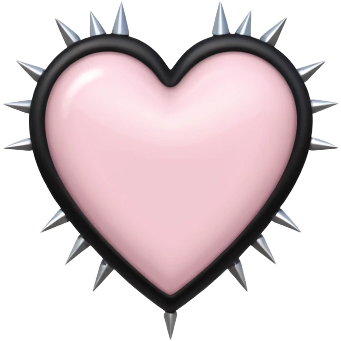 Light pink heart with black leather straps with silver spikes emoji