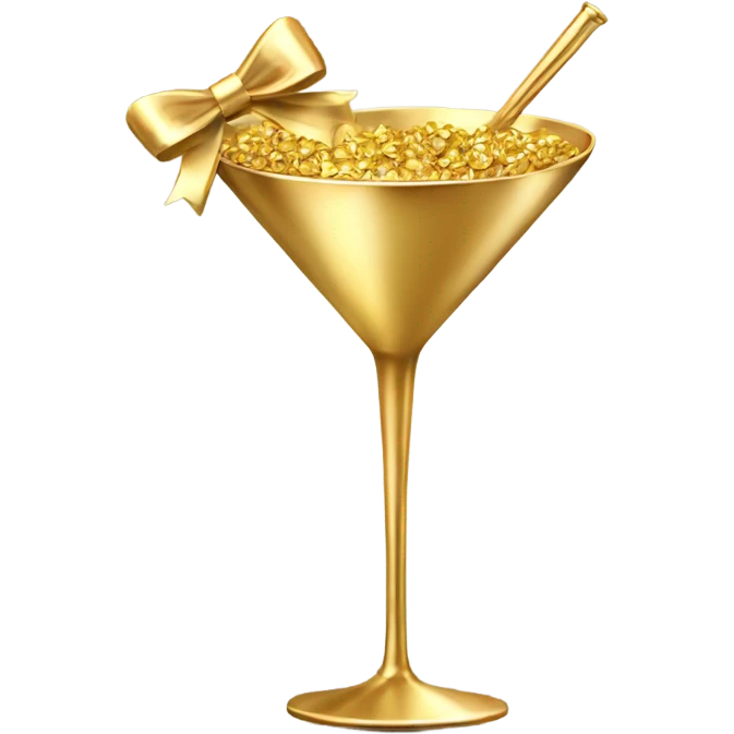 gold martini glass with gold bows emoji