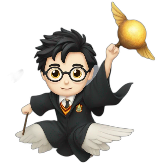 Harry Potter flying with Nimbus 2000 emoji