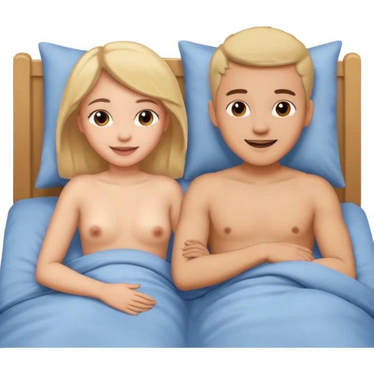 Yatakta yatan çıplak kız ve erkek emoji