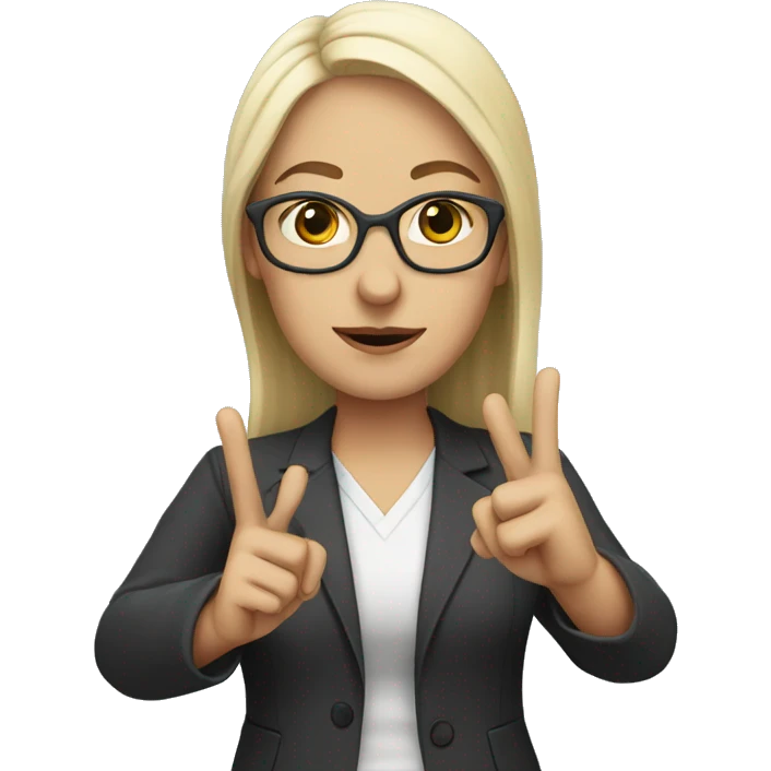 Hopefully white teacher with fingers crossed female emoji