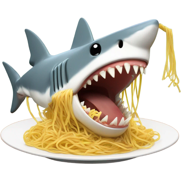 A shark eating pasta emoji
