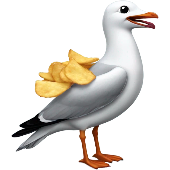 Laughing seagull eating chips emoji