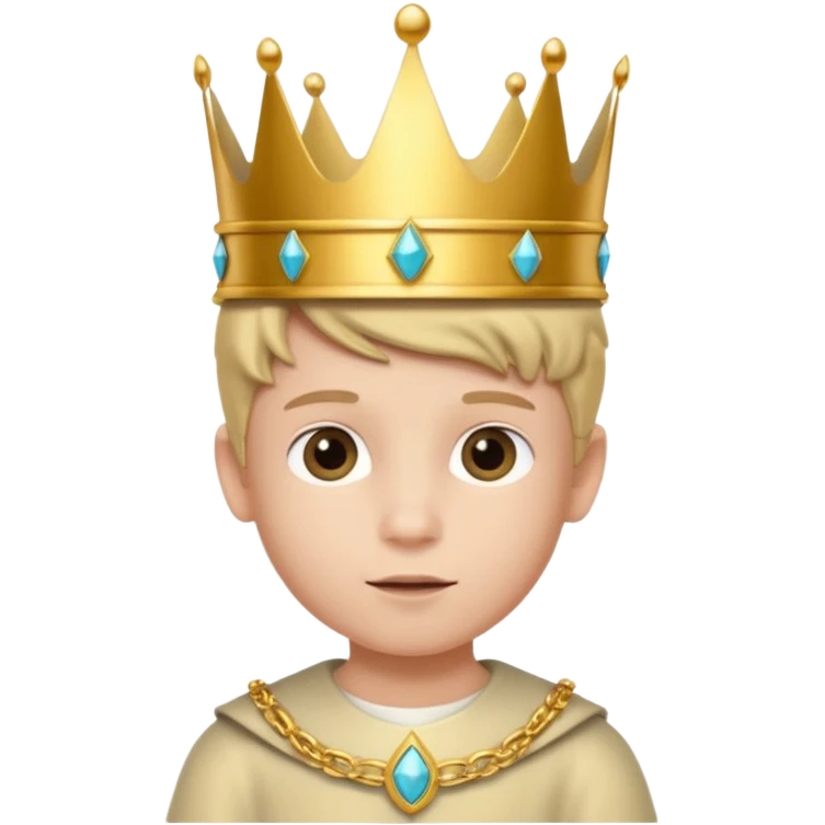 Royal Kid boy with fancy crown head 3d with real face emoji