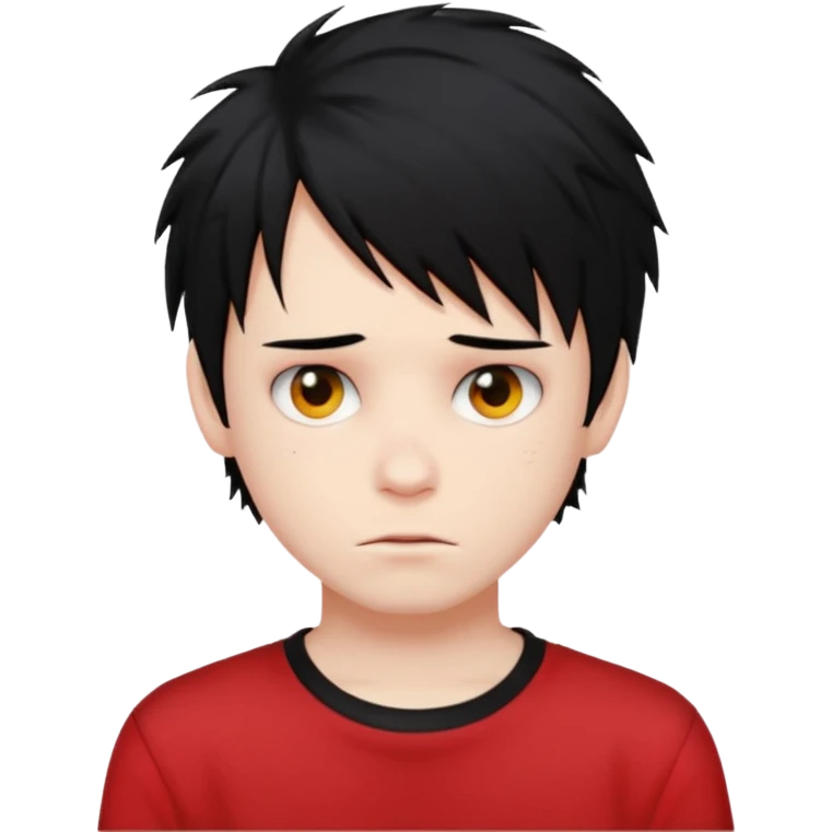 zombie boy with messy black hair and red shirt emo emoji