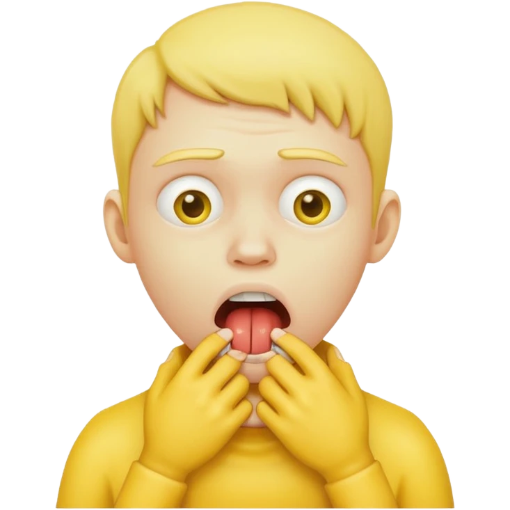 A yellow person choking themselves emoji